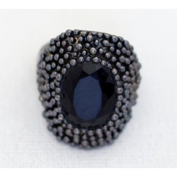 Size 10, Vintage Black Faux Gem Lovely Beads Unique Ring by Avon - A23 - Picture 1 of 3